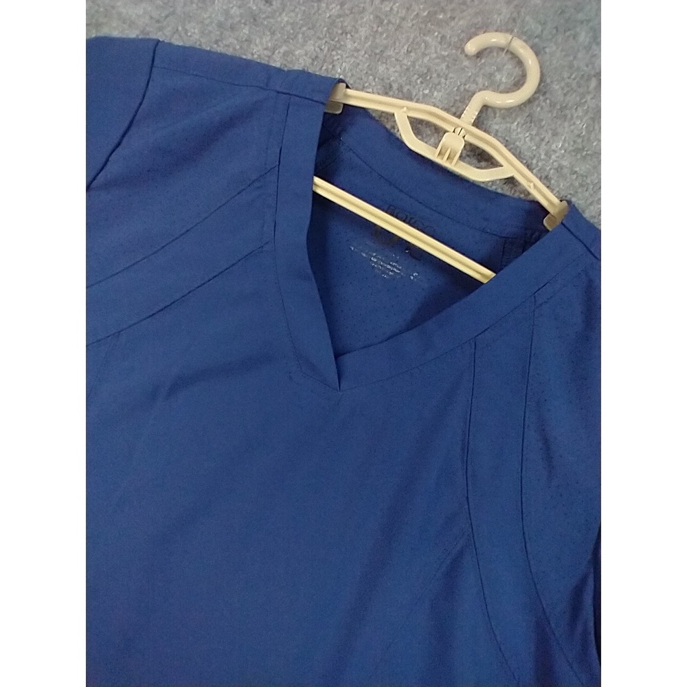 Barco‎ One Women Blue V-Neck 4-Pocket Perforated Back Scrub Top Size L 5105
